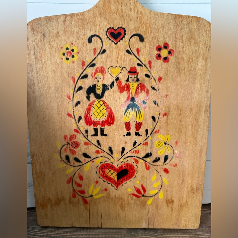 Vintage Nevco Cutting Board Dutch Folk Art Motif